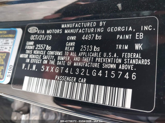 5XXGT4L32LG415746 KIA Optima Lx