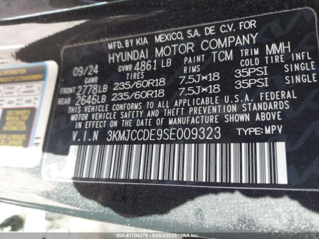 3KMJCCDE9SE009323 Hyundai Tucson Sel Convenience