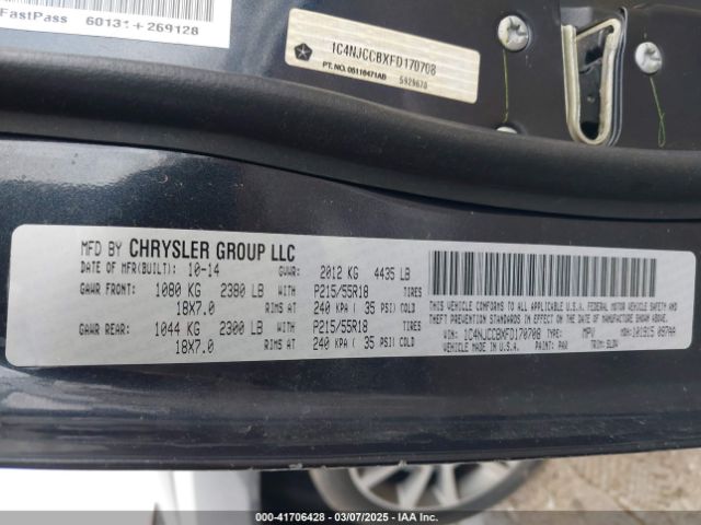 1C4NJCCBXFD170708 Jeep Compass Limited
