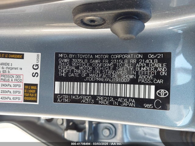 Toyota COROLLA LE 2022 JTDEPMAE6NJ191007 Image 9
