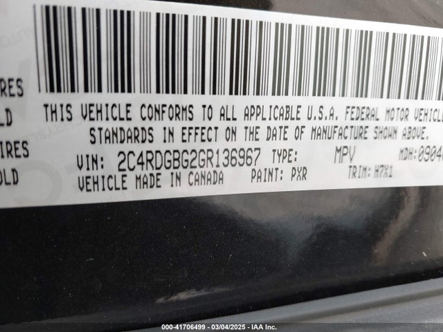 Dodge Grand Caravan Se 2016 2C4RDGBG2GR136967 Image 9
