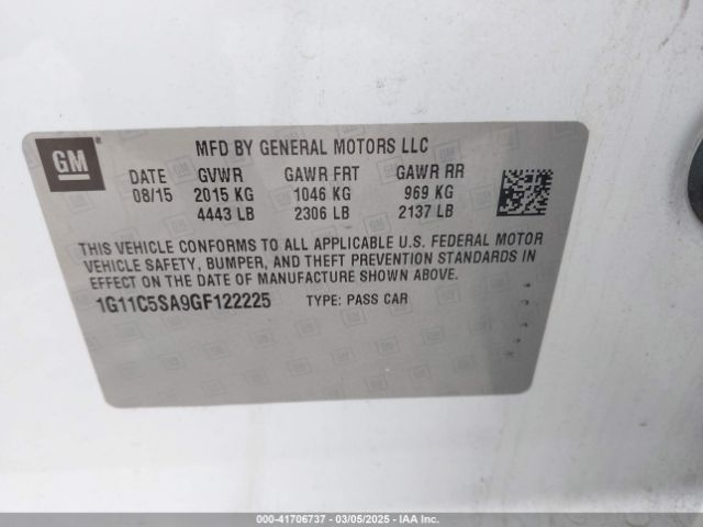 1G11C5SA9GF122225 Chevrolet Malibu Limited Lt