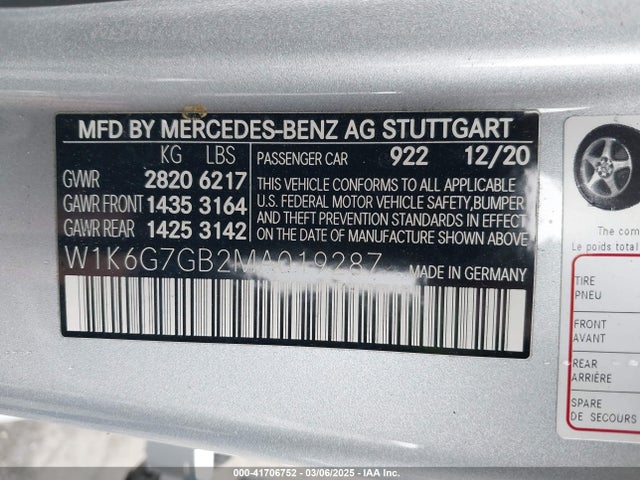 W1K6G7GB2MA019287 Mercedes-Benz m176