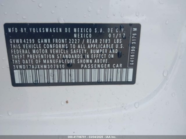 3VWD17AJXHM307910 Volkswagen Jetta 1.8t Sport