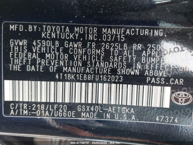 4T1BK1EB8FU162023 Toyota Avalon Xle Premium