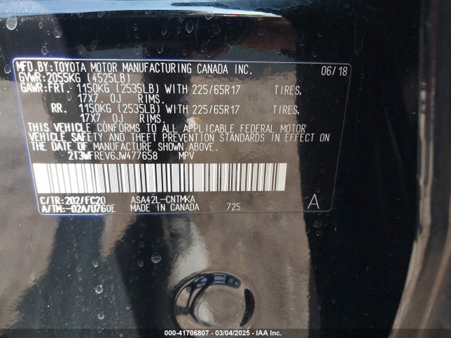 Toyota Rav4 Xle 2018 2T3WFREV6JW477658 Image 9