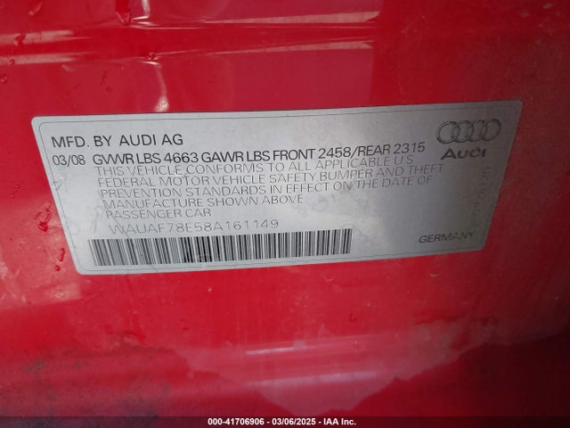 2008 AUDI A4 WAUAF78E58A161149 Photo 8