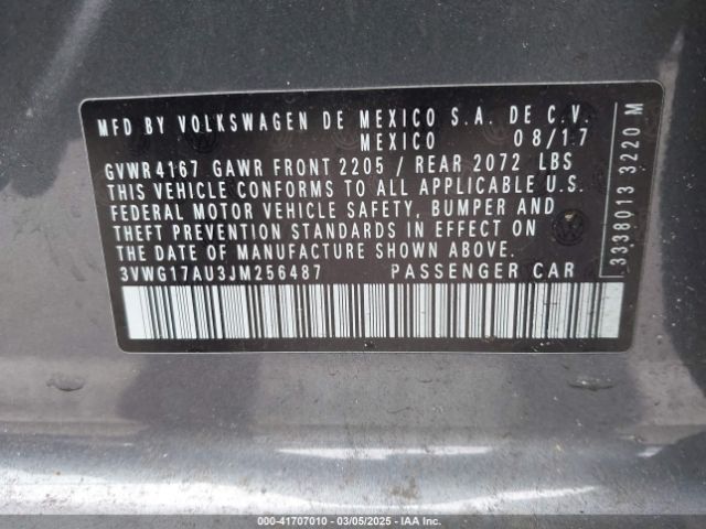 3VWG17AU3JM256487 Volkswagen Golf Tsi S/tsi Se