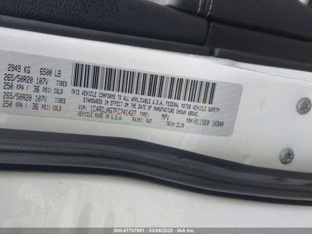 1C4RDJAG7FC741427 Dodge Durango Sxt