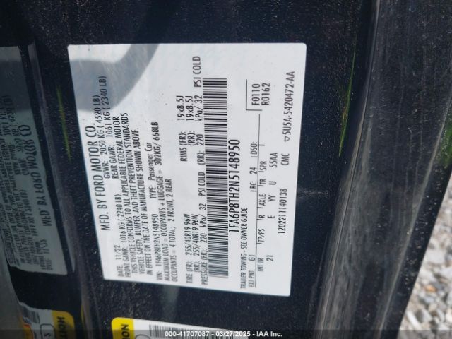 2022 FORD MUSTANG 1FA6P8TH2N5148950 Photo 8