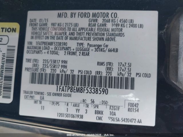 1FATP8EM8F5338590 Ford Mustang V6