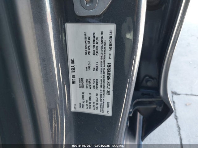 2019 TESLA MODEL 3 5YJ3E1EB8KF451924 Photo 8