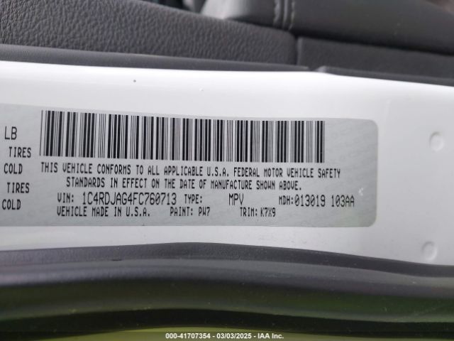1C4RDJAG4FC760713 Dodge Durango Sxt