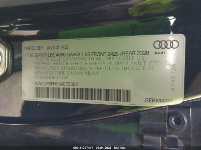 WAUUPBFF8HA079392 Audi A3 E-tron 1.4t Premium