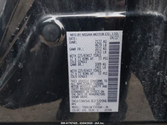 5N1AT2MV5HC825096 Nissan ROGUE SV