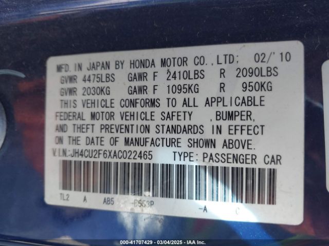 2010 ACURA TSX JH4CU2F6XAC022465 Photo 8