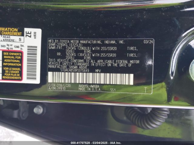 5TDACAB50RS015649 Toyota Grand Highlander Hybrid Limited