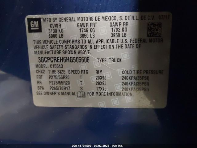 3GCPCREH6HG505606 Chevrolet Silverado 1500 1lt