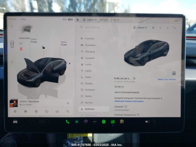 5YJ3E1EA9RF849936 Tesla Model 3 Long Range Dual Motor All-wheel Drive/rear-wheel Drive