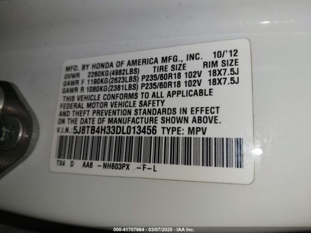 2013 ACURA RDX 5J8TB4H33DL013456 Photo 8