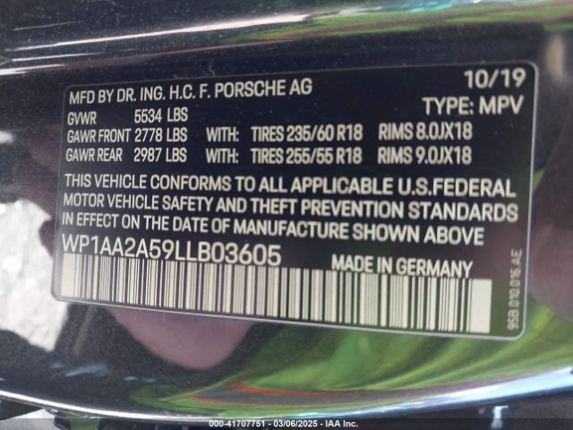 2020 PORSCHE MACAN WP1AA2A59LLB03605 Photo 8