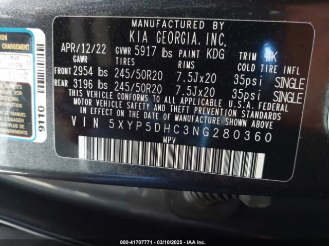 2022 KIA TELLURIDE 5XYP5DHC3NG280360 Photo 8