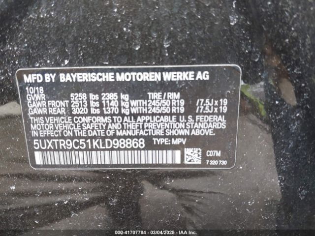 5UXTR9C51KLD98868 BMW X3 Xdrive30i