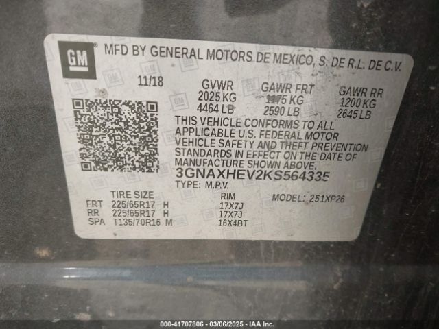 3GNAXHEV2KS564335 Chevrolet EQUINOX LS
