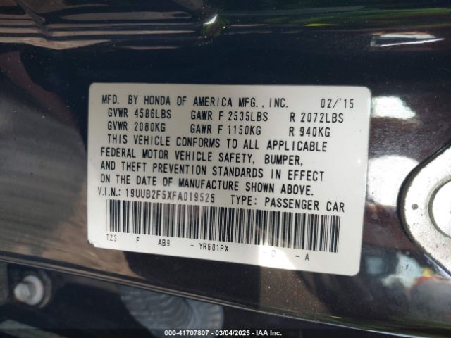 19UUB2F5XFA019525 Acura Tlx V6 Tech