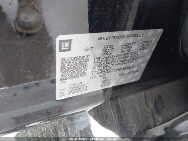 1GKS1GKC8HR393859 GMC Yukon Xl Slt