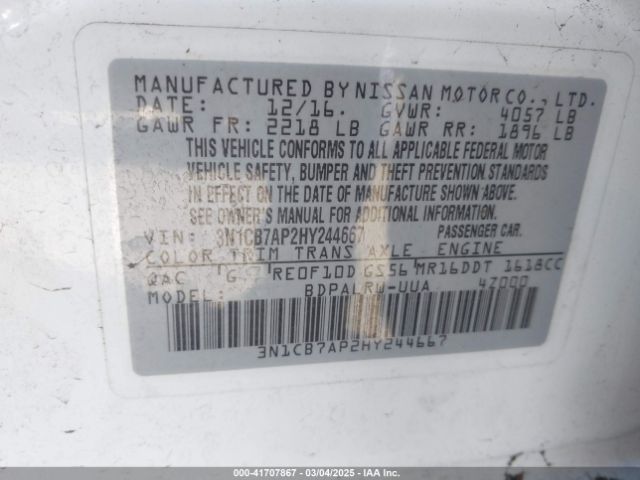 3N1CB7AP2HY244667 Nissan Sentra Sr Turbo