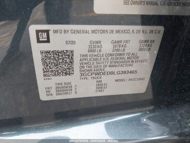 3GCPWDED0LG393465 Chevrolet Silverado 1500 2wd  Short Bed Rst