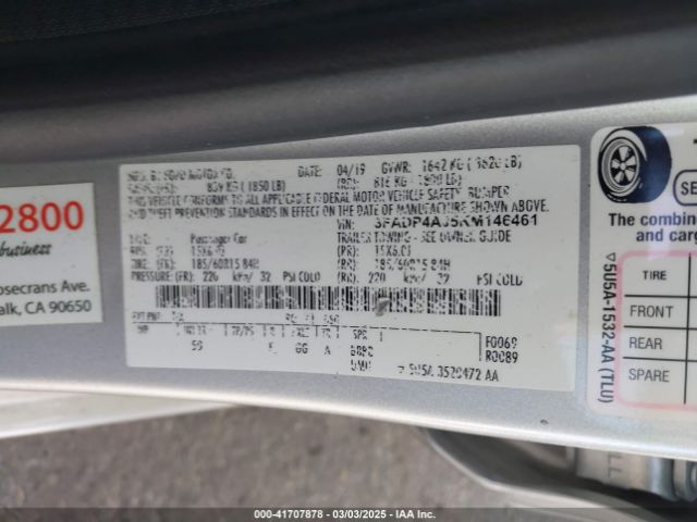 3FADP4AJ5KM146461 Ford FIESTA S