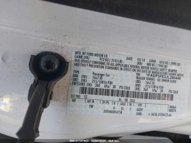Ford FOCUS SE 2018 1FADP3FE3JL286448 Image 9