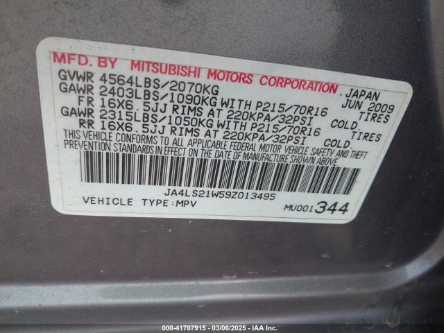 2009 MITSUBISHI OUTLANDER JA4LS21W59Z013495 Photo 8