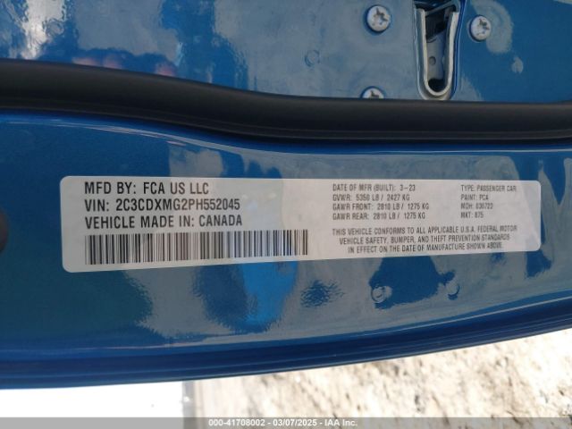 2C3CDXMG2PH552045 Dodge Charger Gt Awd