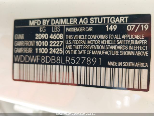 WDDWF8DB8LR527891 Mercedes-Benz C 300