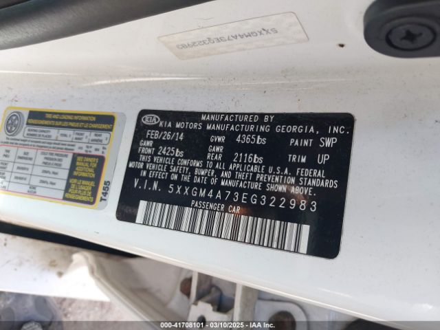 5XXGM4A73EG322983 KIA Optima Lx