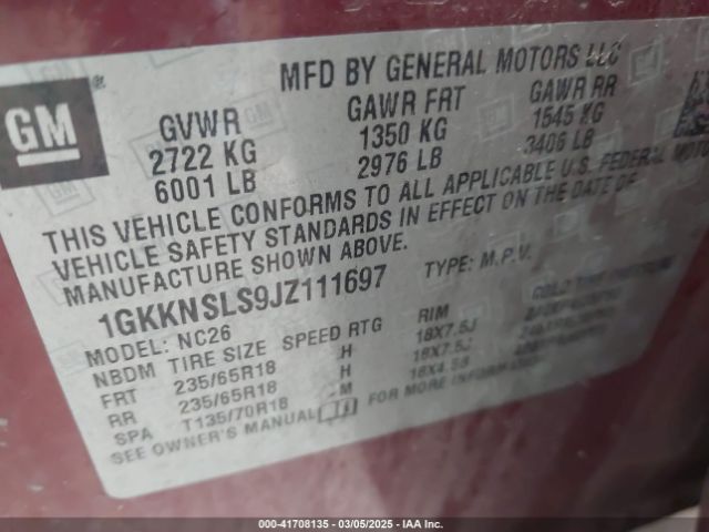 1GKKNSLS9JZ111697 GMC Acadia Sle-2