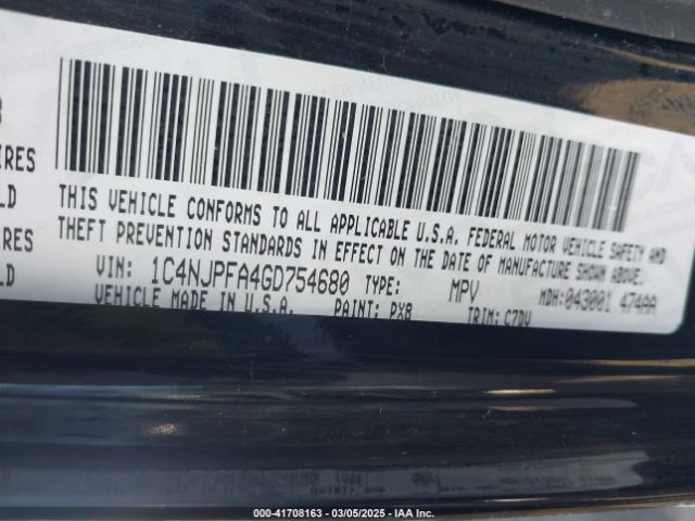 1C4NJPFA4GD754680 Jeep Patriot Latitude
