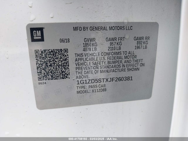 Chevrolet MALIBU LT 2018 1G1ZD5STXJF260381 Image 9