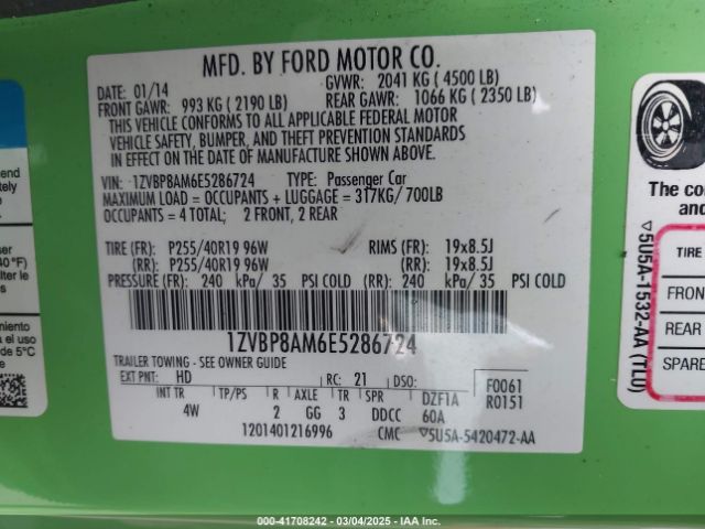 2014 FORD MUSTANG 1ZVBP8AM6E5286724 Photo 8