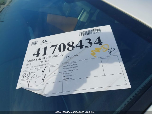 5TFAX5GN4HX092764 Toyota Tacoma Sr5