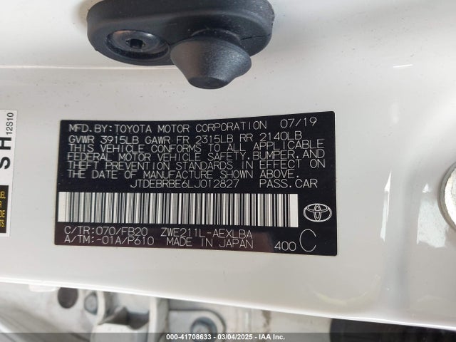 Toyota Corolla Hybrid Le 2020 JTDEBRBE6LJ012827 Image 9