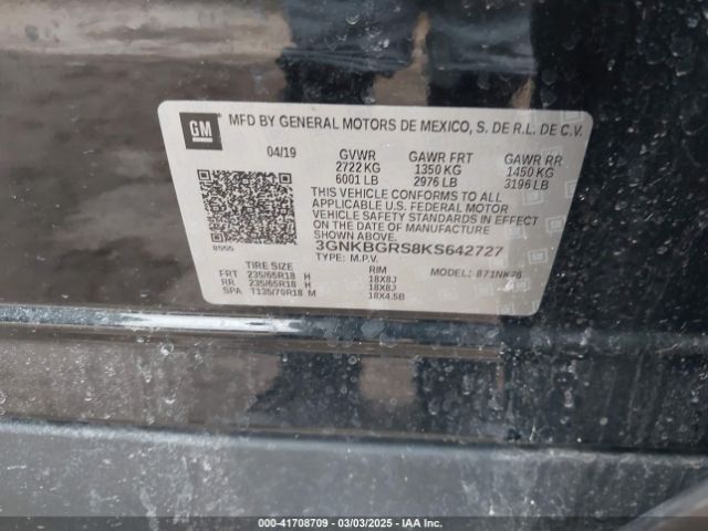 3GNKBGRS8KS642727 Chevrolet Blazer