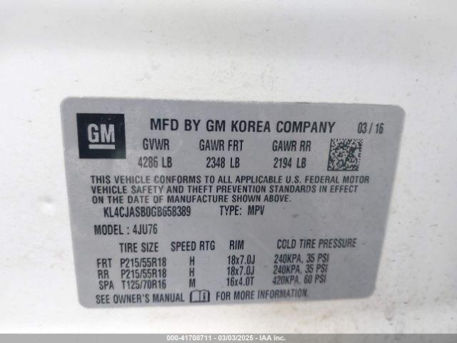 KL4CJASB0GB658389 Buick Encore