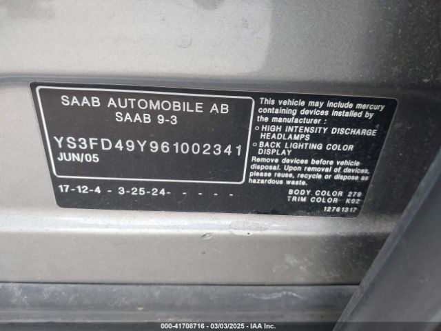 2006 SAAB 9-3 YS3FD49Y961002341 Photo 8