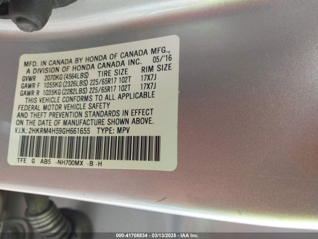 2HKRM4H59GH661655 Honda CR-V EX