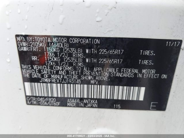JTMBFREV7JJ193145 Toyota RAV4 LE