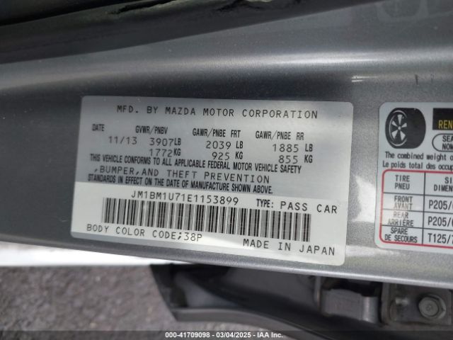 JM1BM1U71E1153899 Mazda Mazda3 I Sport